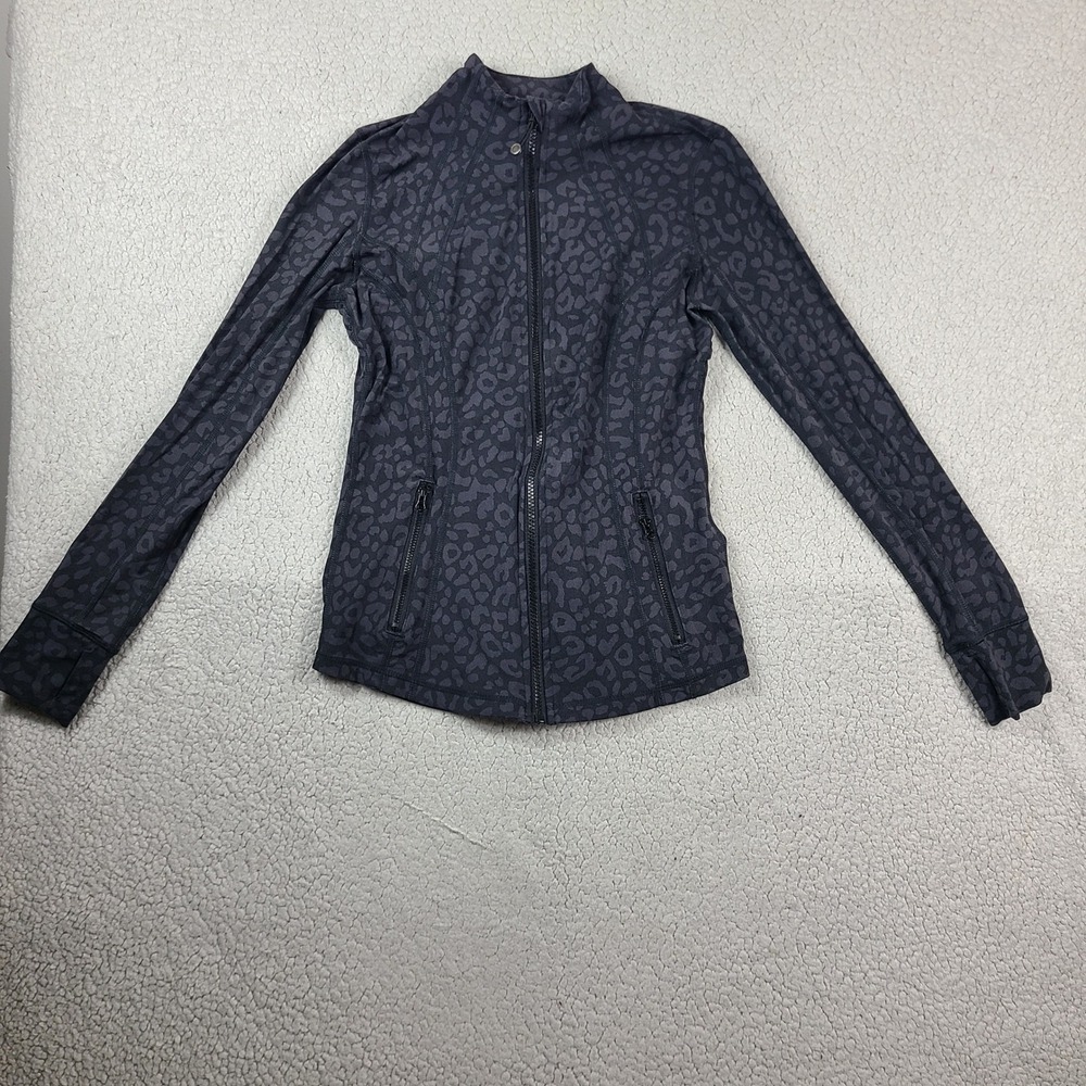 Member's Mark Zen Active Jacket Womens Small Gray Leopard Print Full Zip JW83420